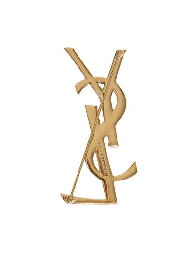 Saint Laurent Serpente Cassandra Brooch In Gold