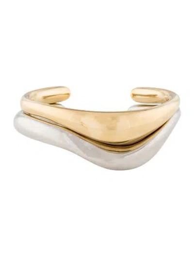 Pre-owned Saint Laurent Set Of 2 Wavy Cuff Bracelets, 7.75" In Multi