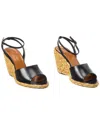 Saint Laurent Paloma Wedge Espadrilles In Smooth Leather In Black