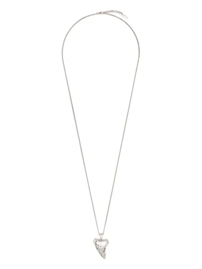 Saint Laurent Shark Tooth Necklace In Silver