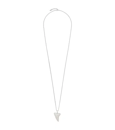 Saint Laurent Shark Tooth Pendant Necklace In Metallic