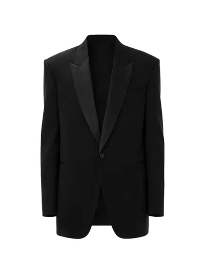 Saint Laurent Tuxedo Wool Blazer With Satin Lapel In Black