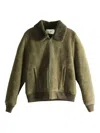 Saint Laurent Shearling Collar Jacket In Green
