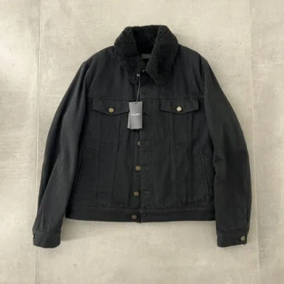 Pre-owned Saint Laurent Shearling Denim Jacket In All Sizes In Black