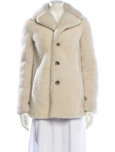 Pre-owned Saint Laurent Shearling Fur Jacket In White