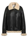 Saint Laurent Leather Jacket With Shearling Collar In Brown