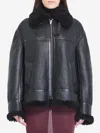 Saint Laurent Shearling Jacket In Black