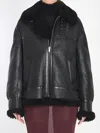 Saint Laurent Shearling Jacket In Black