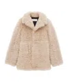 Saint Laurent Shearling Long-sleeved Coat In Nude
