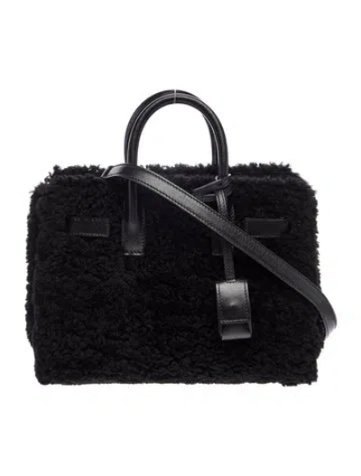 Pre-owned Saint Laurent Shearling Sac De Jour In Black