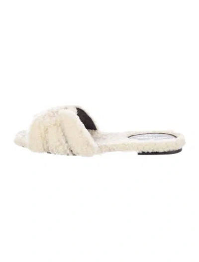 Pre-owned Saint Laurent Shearling Slides In Neutral