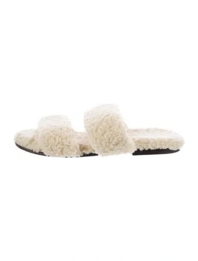 Pre-owned Saint Laurent Shearling Slides In Neutral