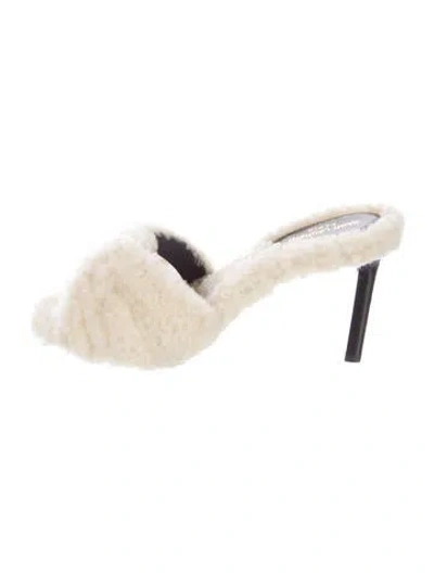 Pre-owned Saint Laurent Shearling Slides In Neutral