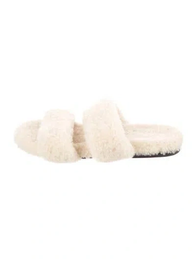 Pre-owned Saint Laurent Shearling Slides In Neutrals