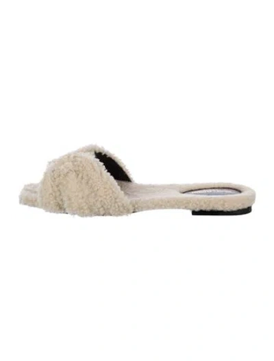 Pre-owned Saint Laurent Shearling Slides In White