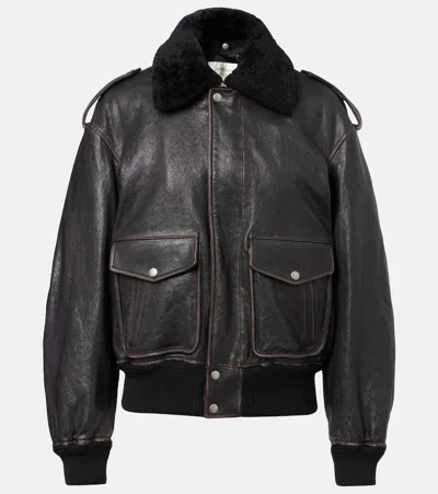Saint Laurent Shearling-trimmed Leather Jacket