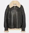 Saint Laurent Leather Jacket With Shearling Collar In Brown