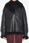 Saint Laurent Leather Pilot Jacket In Black