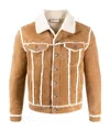 Saint Laurent Shearling Trucker Jacket In Brown