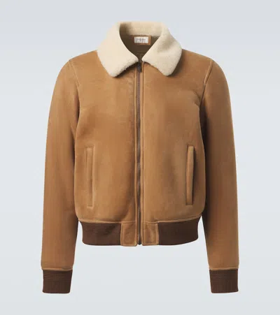 Saint Laurent Shearling-lined Suede Jacket In Brown
