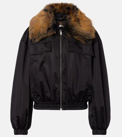 Saint Laurent Shearling-trimmed Blouson Jacket In Multi