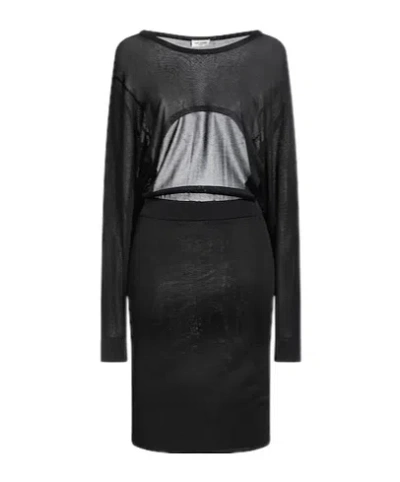 Saint Laurent Sheath Dresses In Black