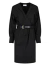 Saint Laurent Sheath Midi Dress In Black