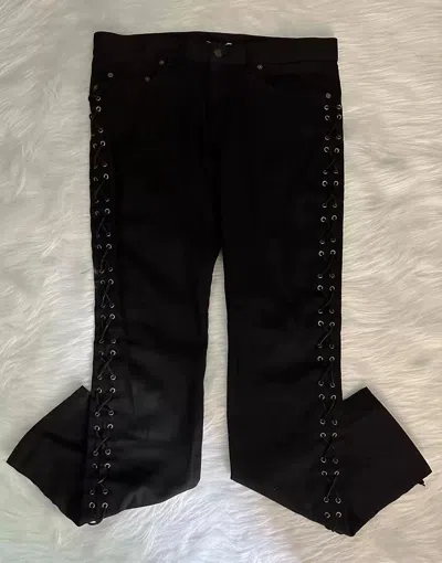 Pre-owned Saint Laurent Sheep Skin Weave Jean Size 34 In Black