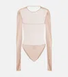Saint Laurent Sheer Bodysuit In Pink