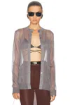 Saint Laurent Sheer Knit Button-front Cardigan In Gris Acier
