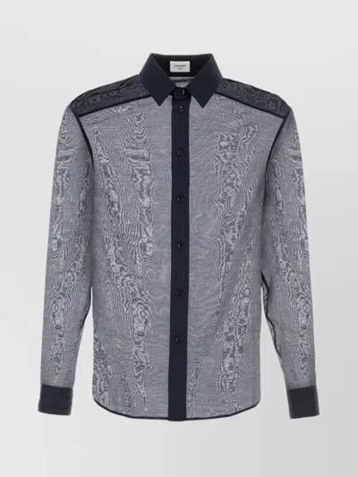 Saint Laurent Sheer Fabric Shirt Contrast Collar