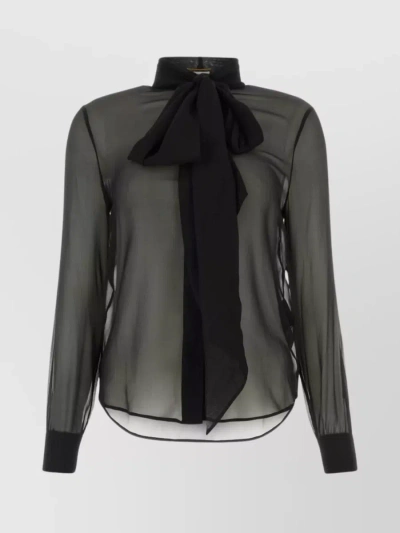 Saint Laurent Silk Crepe Shirt In Black