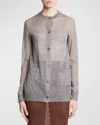 Saint Laurent Sheer Knit Button-front Cardigan In Biangrigio