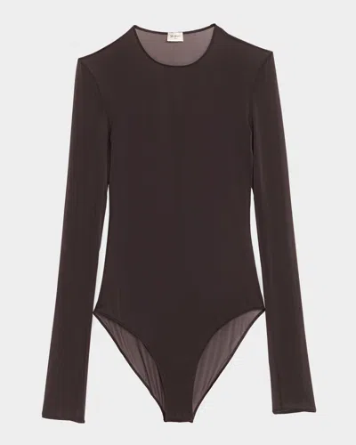 SAINT LAURENT SHEER KNIT LONG-SLEEVE BODYSUIT