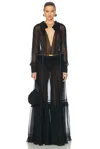 Saint Laurent Sheer Maxi Dress In Noir