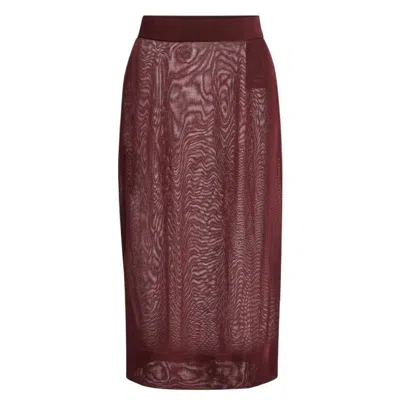 Saint Laurent Sheer Midi Skirt In Burgundy