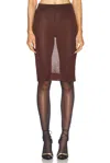 Saint Laurent Sheer Midi Skirt In Chocolate