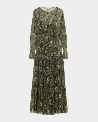 SAINT LAURENT SHEER PAISLEY PRINT GOWN WITH SLIP UNDERPINNING