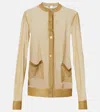 Saint Laurent Sheer Silk Cardigan In Beige Dore