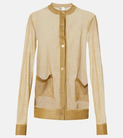 Saint Laurent Sheer Silk Cardigan In Beige Dore