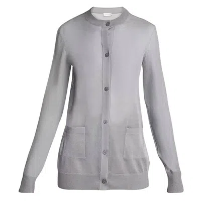 Saint Laurent Sheer Silk Cardigan In White