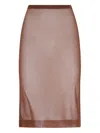 Saint Laurent Sheer Silk Knitted Pencil Skirt Clothing In Brown