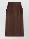 Saint Laurent Brown Silk Midi Skirt In Brown