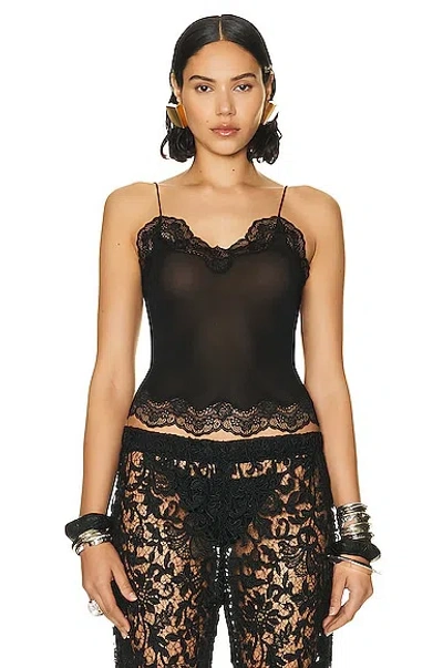 Saint Laurent Sheer Tank Top In Noir