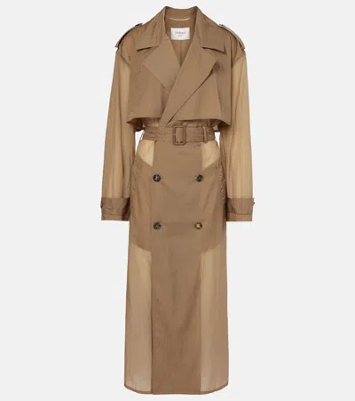 Saint Laurent Sheer Trench Coat In Beige Fume