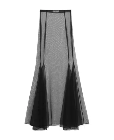 Saint Laurent Sheer Tulle Skirt In Gray