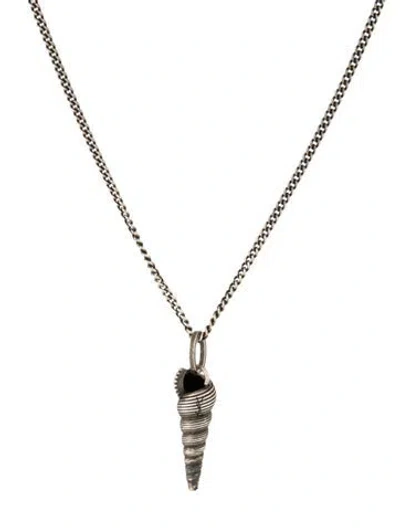 Pre-owned Saint Laurent Shell Pendant Necklace, 17.5" In Multi