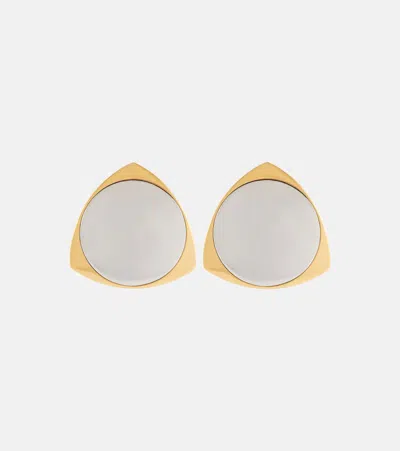 Saint Laurent Shield Clip-on Earrings In Gold
