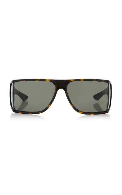 Saint Laurent Shield-frame Acetate Sunglasses In Brown