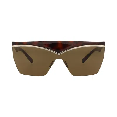 Pre-owned Saint Laurent Shield Frame Injection Sunglasses 'havana/brown' | Women's Size Onesize